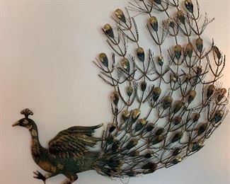 Vintage Peacock Metal Wall Art