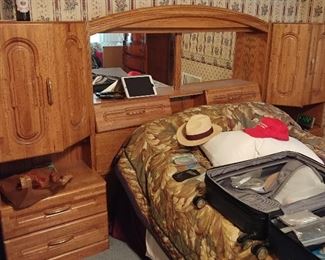 King Size Boyd Storage Headboard, Bed Frame, and Vanity Mirror