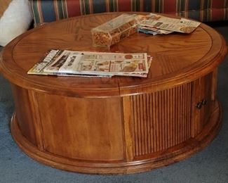 Round Coffee Table with Tambor Doors and matching Side Table