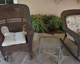 Vintage Wicker Rocker Rocking Chairs His and Hers