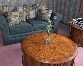 Love Seat, Oak Tambour door CoffeeCocktail and Side Table