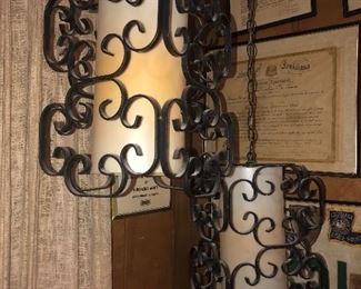 Vintage scroll iron pendant lamps