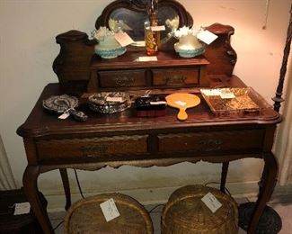 Victorian vanity, hamper baskets