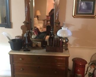 Eastlake marble top wash stand with mirror 