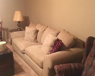 Barely used tan fabric sofa