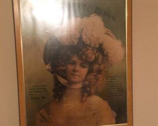 Framed vintage advertising poster