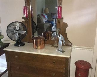 Eastlake marble top wash stand and mirror