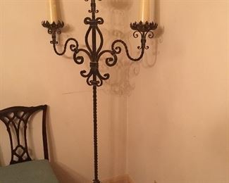 Hand Forged Wrought Iron Floor Candelabra 