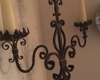 Detail: Ornate Hand Forged Wrought Iron Floor Candelabra 