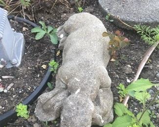 Yard art cement dog 