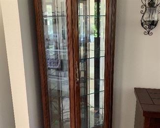 Lighted Corner Cabinet with glass shelves