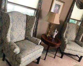 Chippendale Wing Chair (2) Seat Depth:  321wx41dx45h                                                                                   20", Seat height 20"; Arm depth: 25;