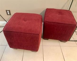 Burgundy ottomans 19 1/2" x 19 1/2" x 19 1/2"