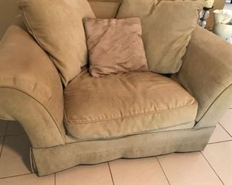 Couch: 94" (Length)x 39" (seat width)  x 31" (height of back of couch)x 18 1/2" (Seat height)                                              Love Seat:  55"x39"x30X15"                                                                  Ottoman 40 1/2" x 26" x 19"