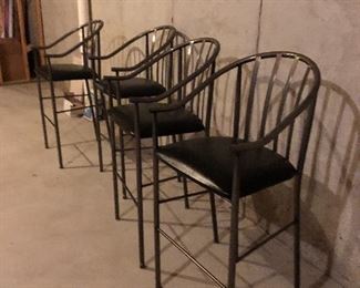 Metal and leather bar stools ready for your entertainment area.  