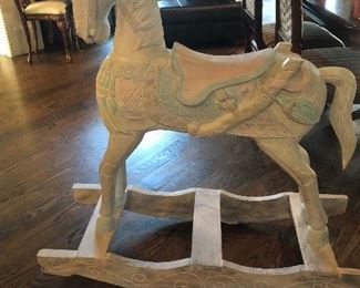 Hand carved rocking horse - a real treasure!   40“ Tall