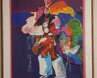 Fantastic John Nieto signed and numbered serigraph -  number 122/130 - "Fancy Dancer" - Native American art - purchased at El Presidio Gallery in Tucson, Arizona     DOA 42" x 35"