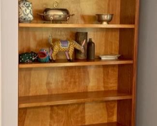 A very special bookcase, artisan crafted (James Oleson) with exotic woods.     88"H x 40"W x 10"D