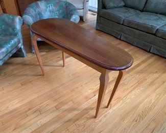 Kidney table - top is purpleheart wood, base is maple - hand crafted by James Oleson (https://jro-furnituremaker.com/home.html)