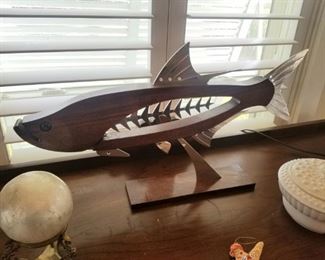 MCM style signed fish sculpture