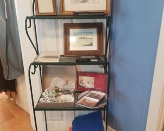 small metal shelving, Christmas, watercolors