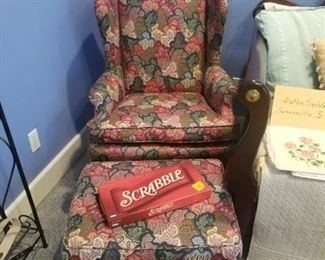 pretty armchair with ottoman