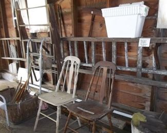 vintage wood ladders for projects and project chairs