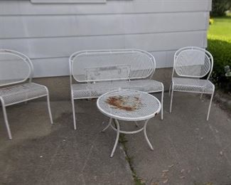 vintage four piece metal patio or sunroom set