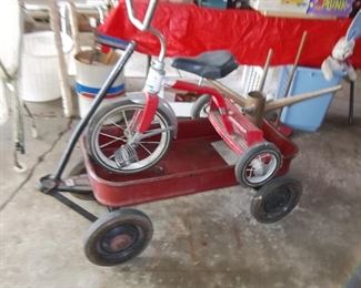 vintage wagon and tricycle