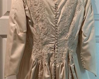 beautiful heavy satin wedding gown (worn in the late 1960s)