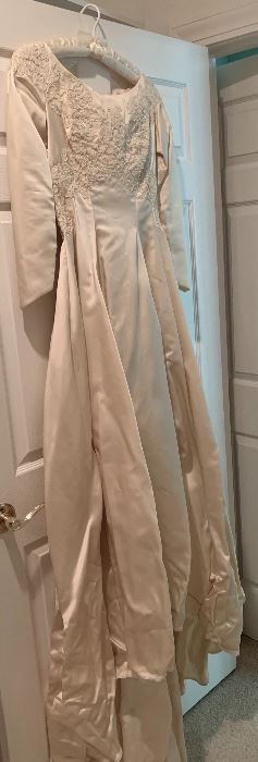 1960s candlelight satin wedding gown