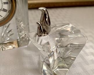 Baccarat crystal "penguins on ice" figurine