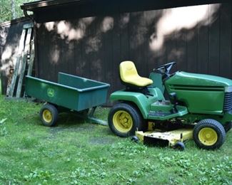 JD MOWER WITH TRAILER & SNOW BLOWER
