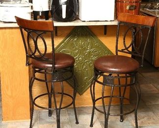 Pair bar stools, swiveling.