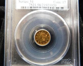 1853 $1 Gold Liberty AU58