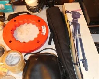 Tasco binoculars, camera pods, electronic vacuum