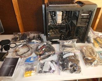 PC parts, cords, computer tower 