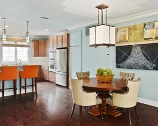 Dining Table and Chairs, designed by estate owner and View of Bar Stools