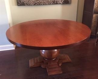 •	Dining Room Table. Large Round, with Pedestal Bulb Base. Andes International Inc. "Mesa Bolero" style. 60" Diameter 