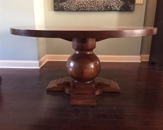 •	Dining Room Table. Large Round, with Pedestal Bulb Base. Andes International Inc. "Mesa Bolero" style. 60" Diameter 