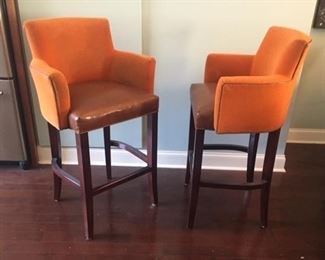 DuraLee "Madrid" Barrel Backed Bar Stools. Seat 29.5" H, - Back 43.5" H