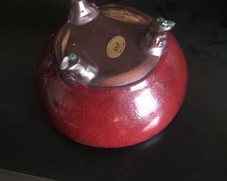 Bowl Ceramic Small Red Bottom View