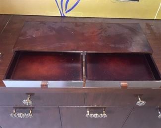 Jewelry Box Wood Metal 2 Drawers Open