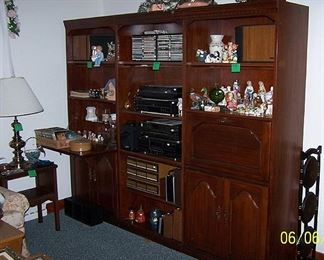 3 pc. bookshelf and storage units, Bose speakers (2 of 4), some stereo equipment, etc...
