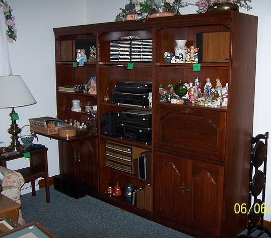 3 pc. bookshelf and storage units, Bose speakers (2 of 4), some stereo equipment, etc...