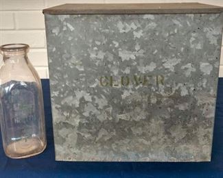 Clover Creamery Milk Box and Bottle - Box Made by Cumberland Case Co, Chattanooga, Tenn. - Bottle marked Clover Brand