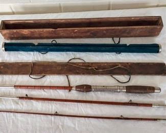 Fishing Rod with Wooden Case