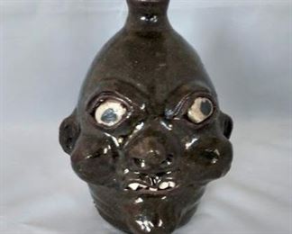Georgia Folk Pottery - Grace Nell Hewell Face Jug, 2002 - Wife of the Famous Potter Harold Hewell.
