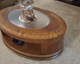 Modern wood and mirrored coffee table