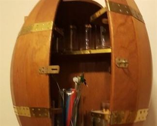 Barrel style wall bar - liquor cabinet.